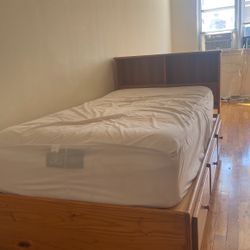 Twin size Mattress plus Bed Frame with Drawers