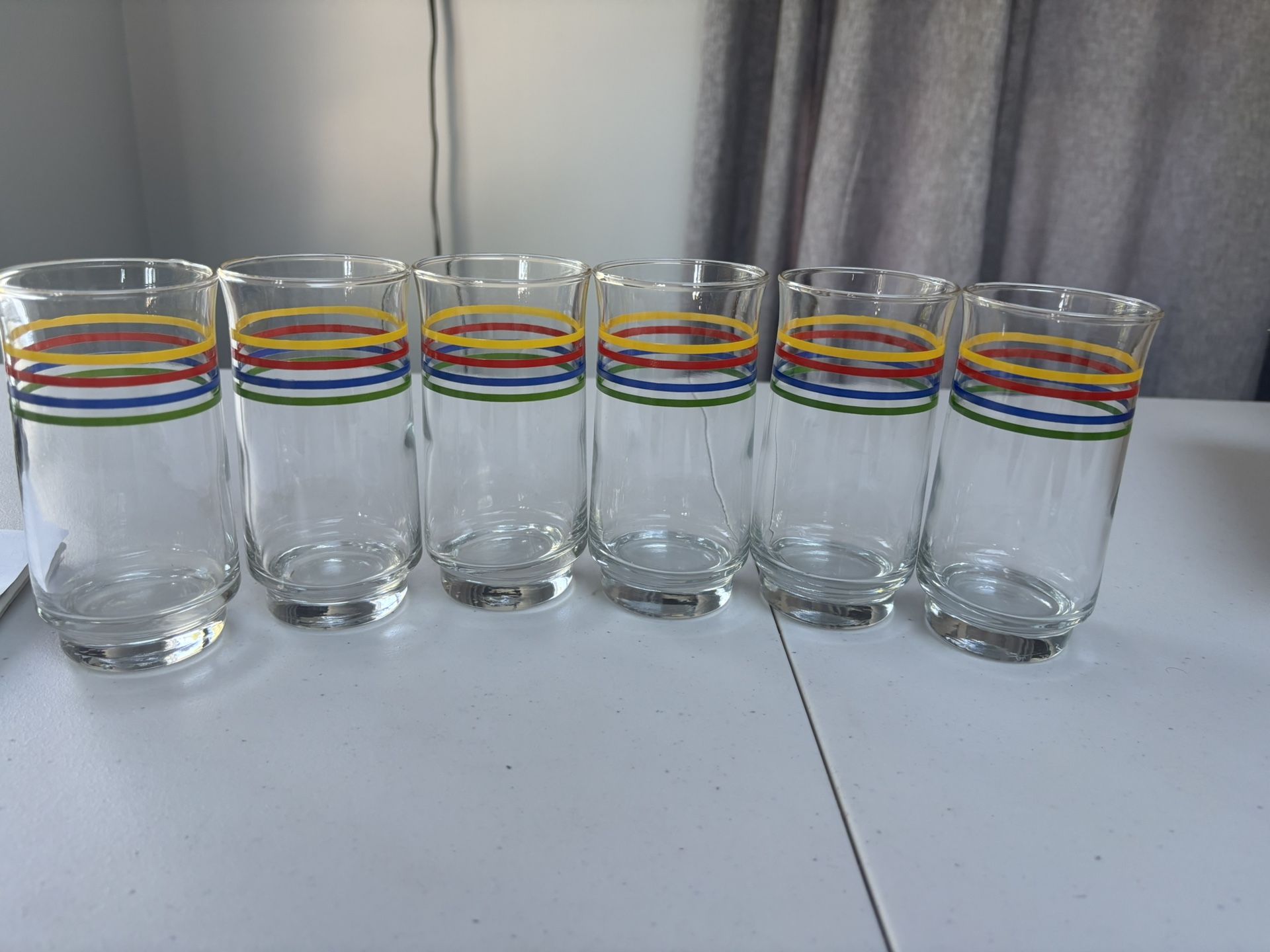 6 Vintage Multi Color Glass