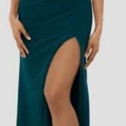 Xscape hunter green Size 8 Dress Off Shoulder Long Ruched dress