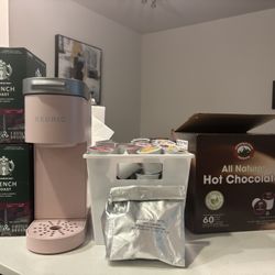 Pink Keurig Coffee Maker With Lots Of K-cup Pods  