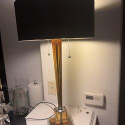 Modern Amber Glass Table Lamp with Black Shade