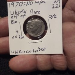 🇺🇸 Roosevelt Dime (1970)"No M./ M. Wt:2.21 W./Errors."Uncirculated."