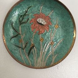 Vintage Painted Brass Decorative Hanging Wall Plates