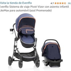 Evenflo Pivot Visor Travel System With infant Car Seat 