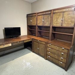 Tommy Bahama Home Office with Storage Towers and Under Desk Rolling File Cabinets
