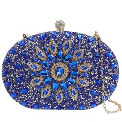 Luxury Sunflower Rhinestone Clutch-Crystal Evening Bag with Handle & Chain Strap