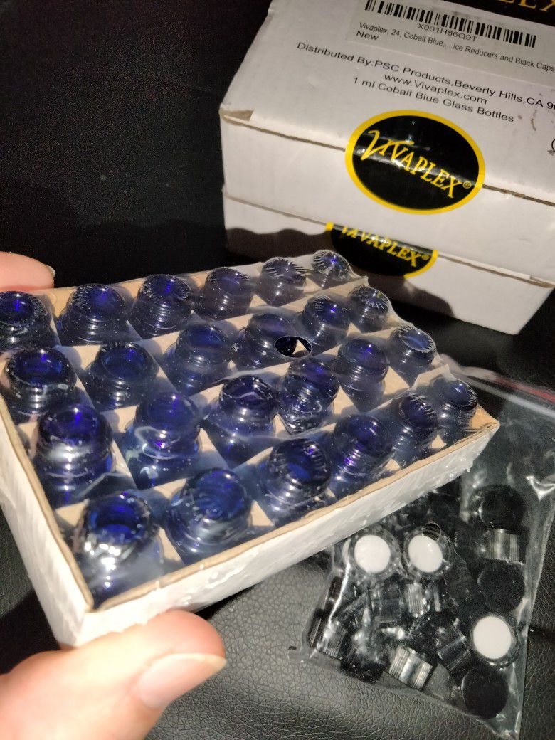 1 Ml Cobalt Blue Glass Bottles &Tops