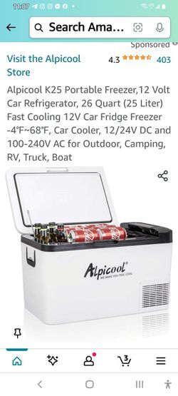 Alpicool K25 Portable Refrigerator 26 Quart(25 Liter) Car Fridge