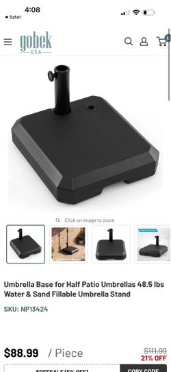 Half Patio Umbrella Base Water & Sand Fillable