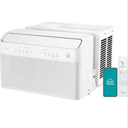 Midea 8,000 BTU U Shaped Smart Inverter Window Air Conditioner, Cools up to 350 Sq. Ft., Ultra Quiet with Open Window Flexibility, Works with Alexa/Go
