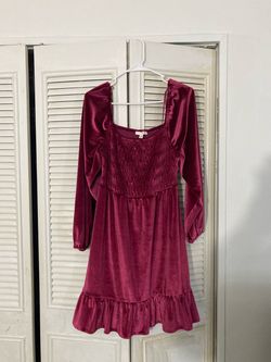 Burgundy Velvet Smocked Mini Dress