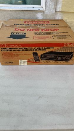 Emerson 4 head remote control vhs video cassette recorder with on screen programming