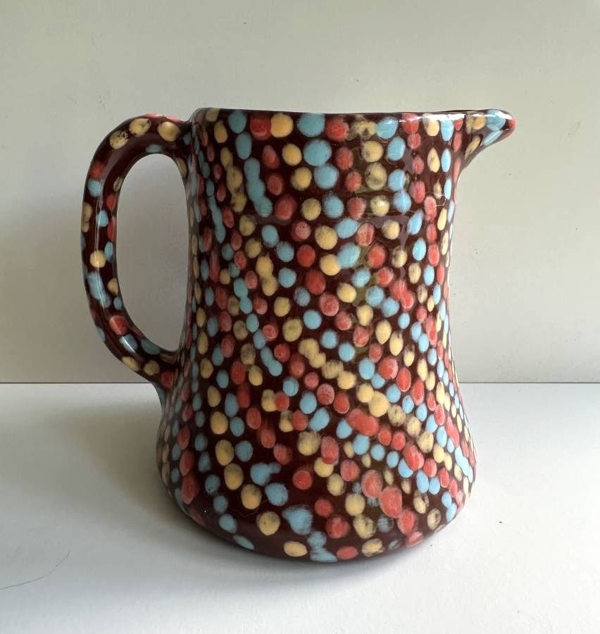 Hand Made Colorful Dots Ceramic Jug Pottery Pot Handle Vase