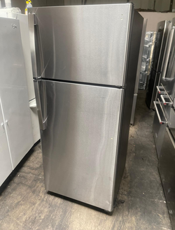 Stainless Top Freezer Fridge (Brand Unknown) – Clean, 19 cu ft