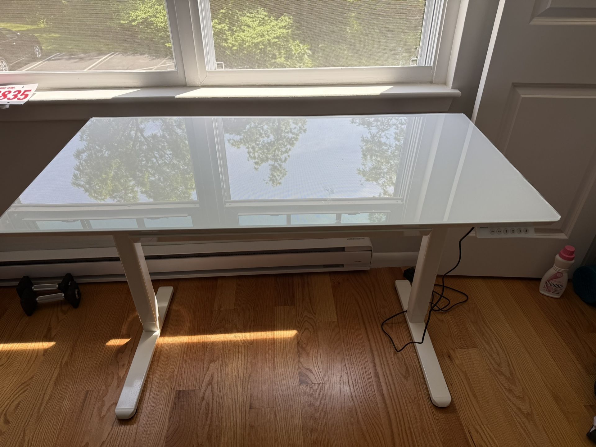 Height Adjustable Glass Top Desk 130$