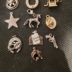 Large Vintage Texas Cowboy Theme Charms Pendants 