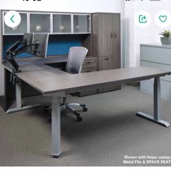 L Shaped Electrical Desk With Hutch And Cabinet Furniture 