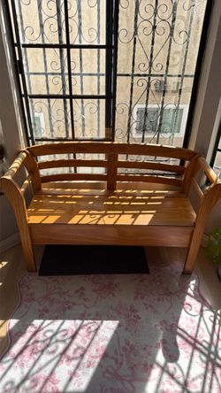 Wooden Indoor Bench with Armrests