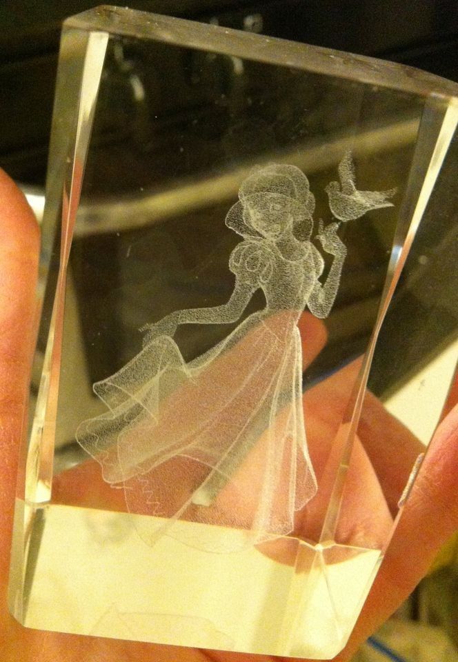 Snow White Disney Character Laser Etched Clear Glass Paperweight Bubblegram