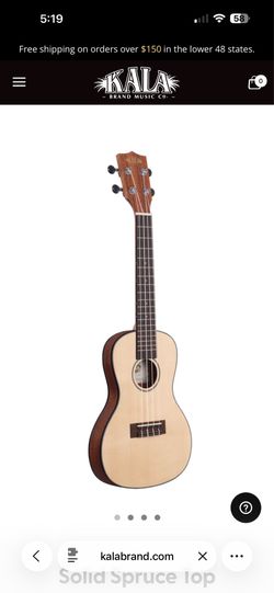 Solid Spruce Top Mahogany Travel Concert Ukulele With Travel Bag And Tuner