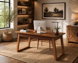 55-Inch Home Office Desk with Drawer Modern Minimalist Style Wooden Simple Study Writing Table