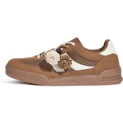 LUCKY STEP Women Classic Retro Gum Sole Fashion Sneakers Casual Tennis Skate Shoe Genuine Leather Walking Footwear Anti Slip Trainers