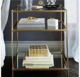 Glass & brass West elm terrace side table or nightstand