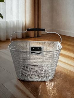 White Metal Mesh Bike Basket