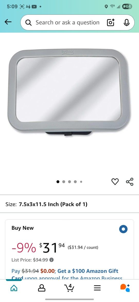 Britax Baby Car Mirror for Back Seat - XL Clear View - Easily Adjusts - Crash Tested - Shatterproof