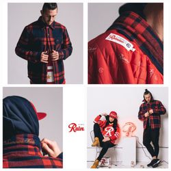 Rainier Plaid Red Navy Blue Men's Warm Jacket Coat Suit Sweatshirt Top Size S Small 