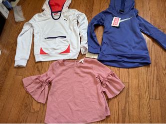 Girls Lavender Nike hoodie size 6 and puma medium white hoodie