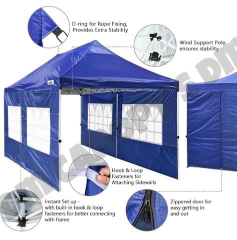 InstaHibit 10x20\' Easy Pop Up Canopy with Removable Sidewalls 420D Waterproof Folding Wedding Party Tent Outdoor White