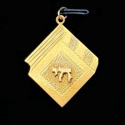 Vintage 14k solid yellow gold Hebrew Book of Life Chai Pendant Charm