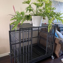 Heavy Duty Steel Dog Kennel Crate On Wheels (42 in L, 31 in W, 41 in H)