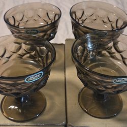 Perspective Sepia Sherbet Glass  4”T Vintage