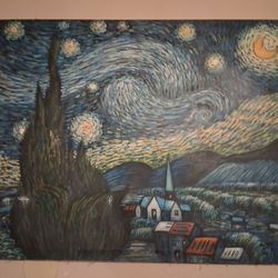 $300 LARGE STARRY NIGHT PAINTING 
