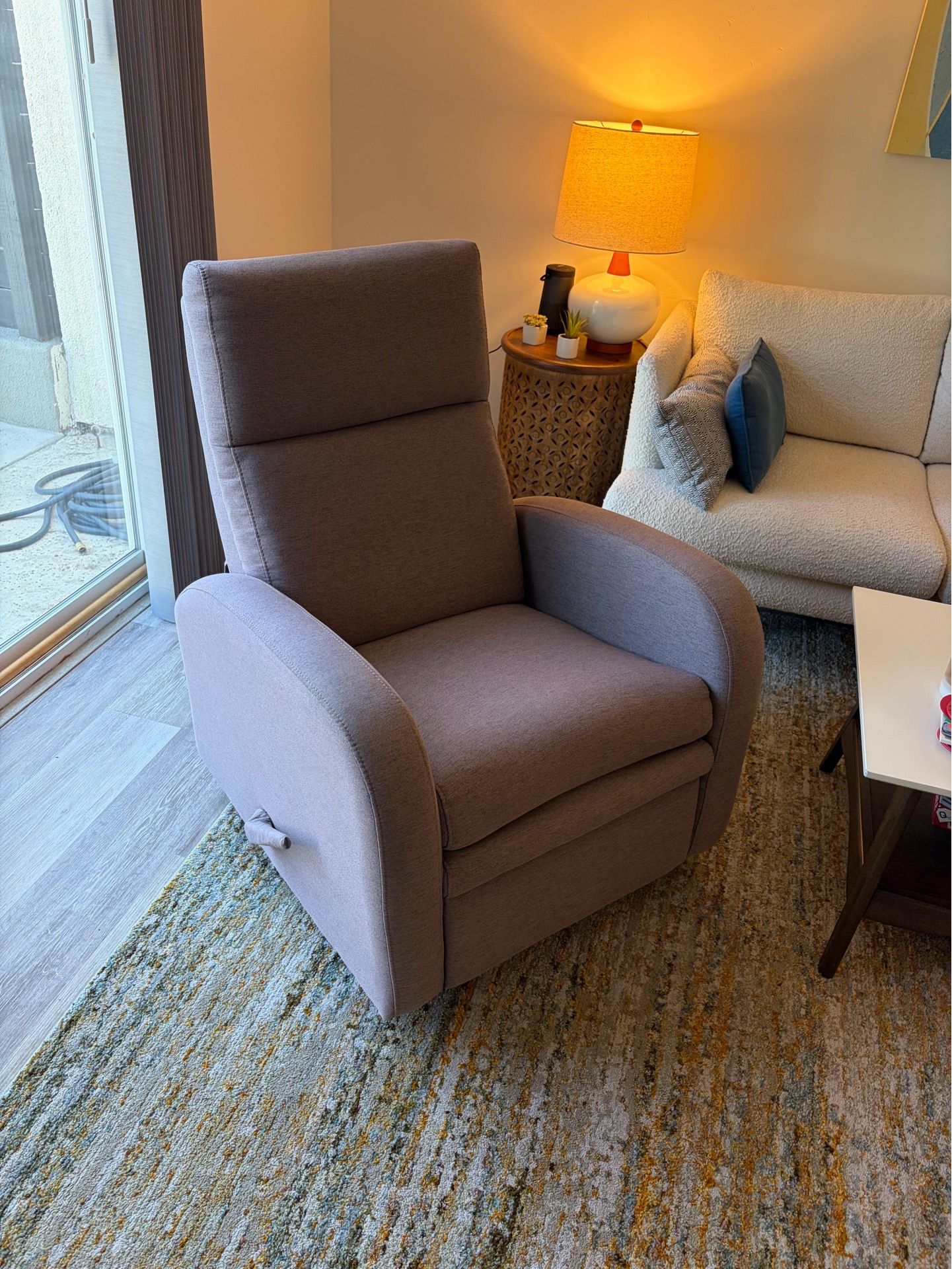 Taupe Swivel Recliner