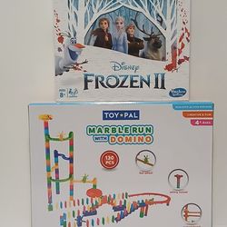 Monopoly Frozen II and  marble run with domino games