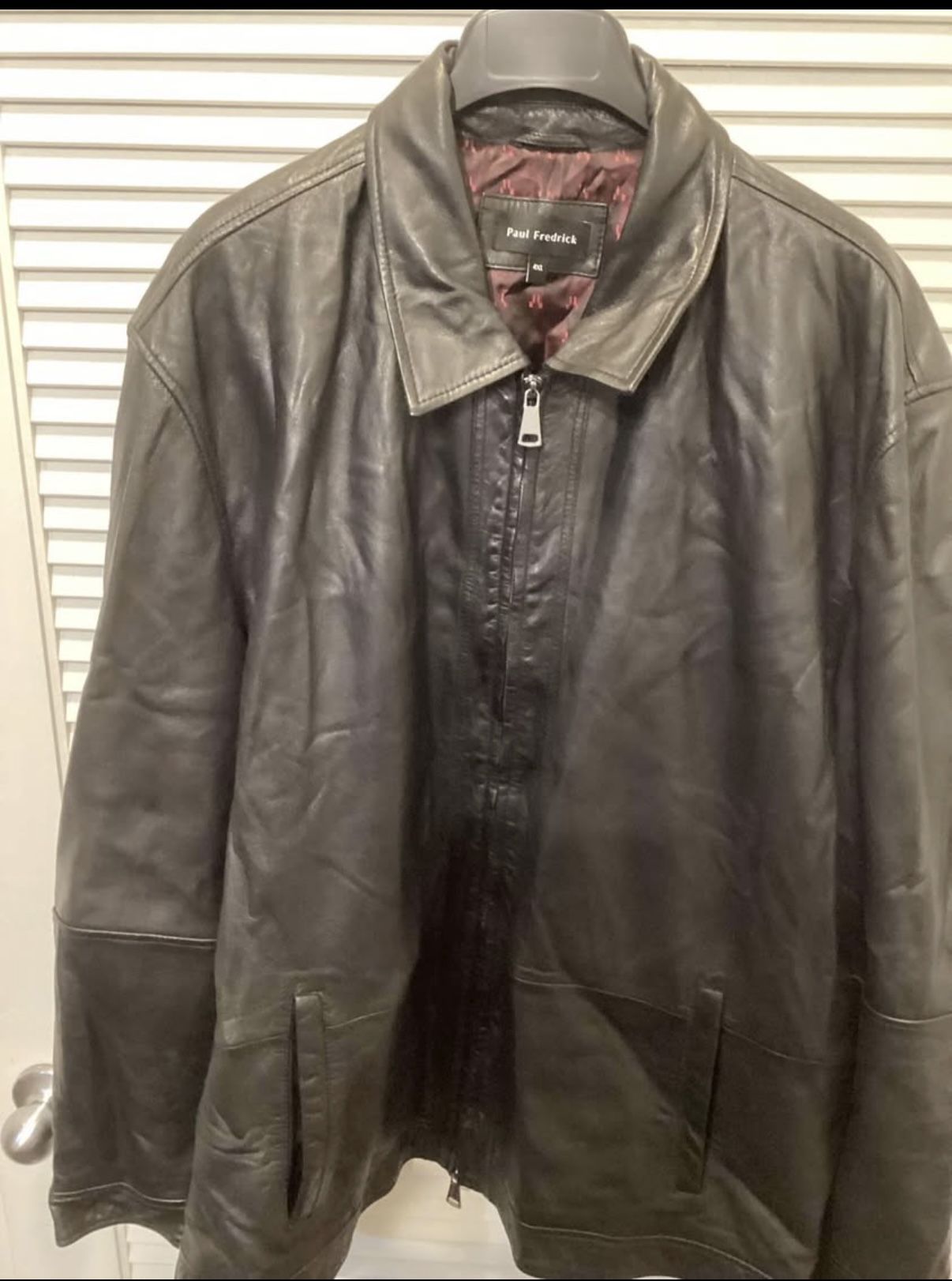 4XL Black Leather Bomber Jacket