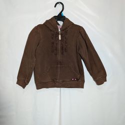 CARTER'S GIRLS HOODED ZIPPERED JACKET / SWEAT SHIRT DARK BROWN. Size 5t .