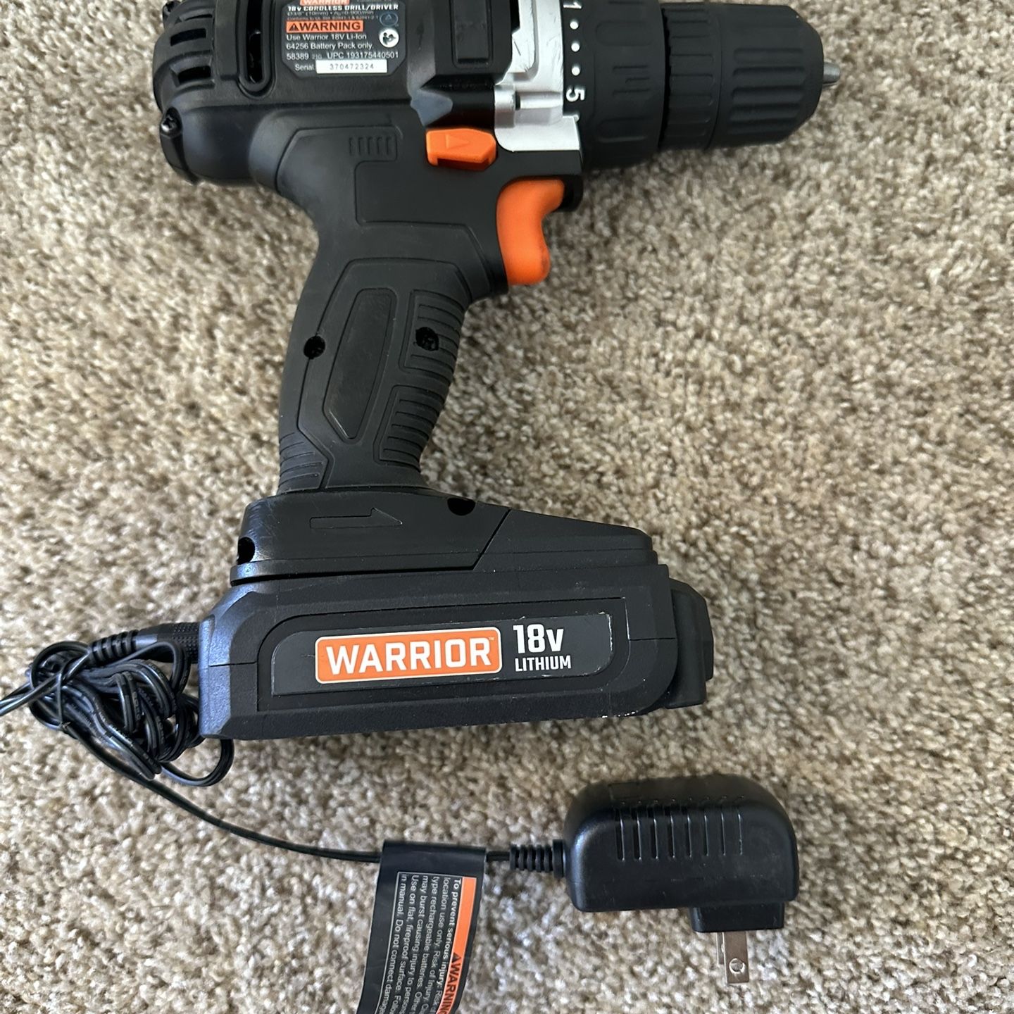 WARRIOR 18V LITHIUM 3 8 Inch Cordless Drill Driver With battery and Charger for Sale in San Diego CA OfferUp