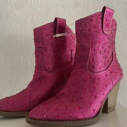 Pink Rhinestone Boots