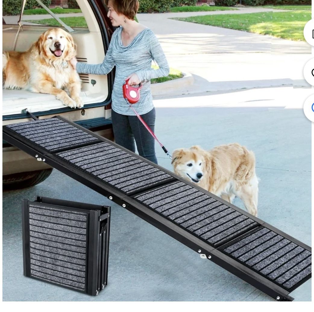 67" Foldable Dog Ramp with Non-Slip Rug Surface, Portable Up to 220 LBS