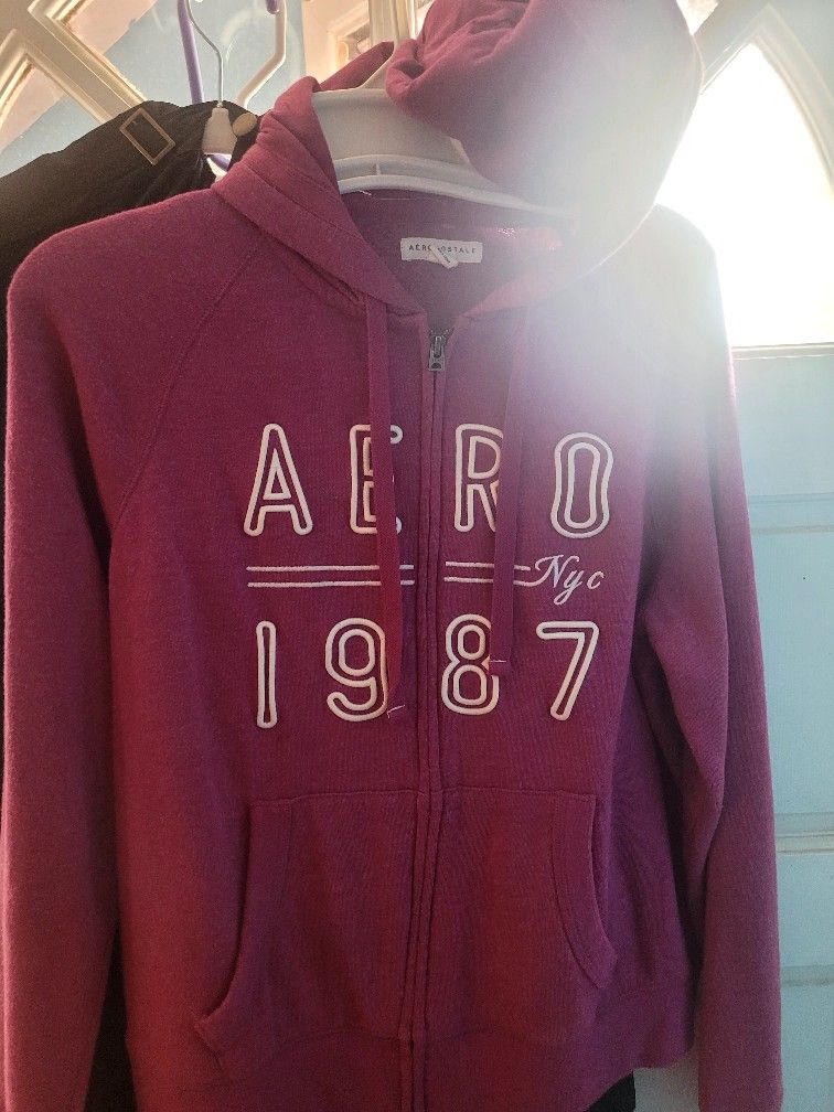 Aeropostale Zip Up Hoodie Pink Sequin Y2K Size L