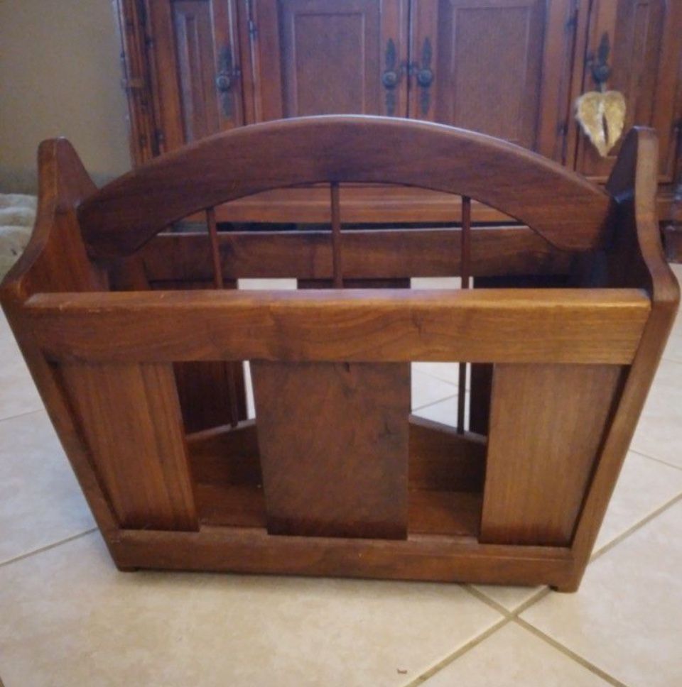 Solid Wood Magazine Rack Basket