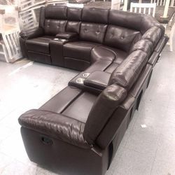 New/ Brown Reclining Sectional, Seccional, Couch/ Delivery Available 