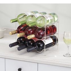 New mDesign Metal Wire Free-Standing Wine Water Bottle Rack - Storage Organizer for Kitchen Countertops, Gift 