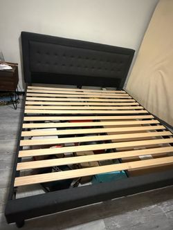 King Bed Frame with Tufted Headboard