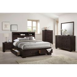 Queen Storage Bedroom Set - Queen Bed, Nightstand, Dresser & Mirror - $750.00 (Queen Bed only - $375.00)