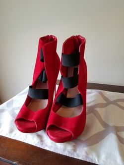 Red strappy high heels size 7.5